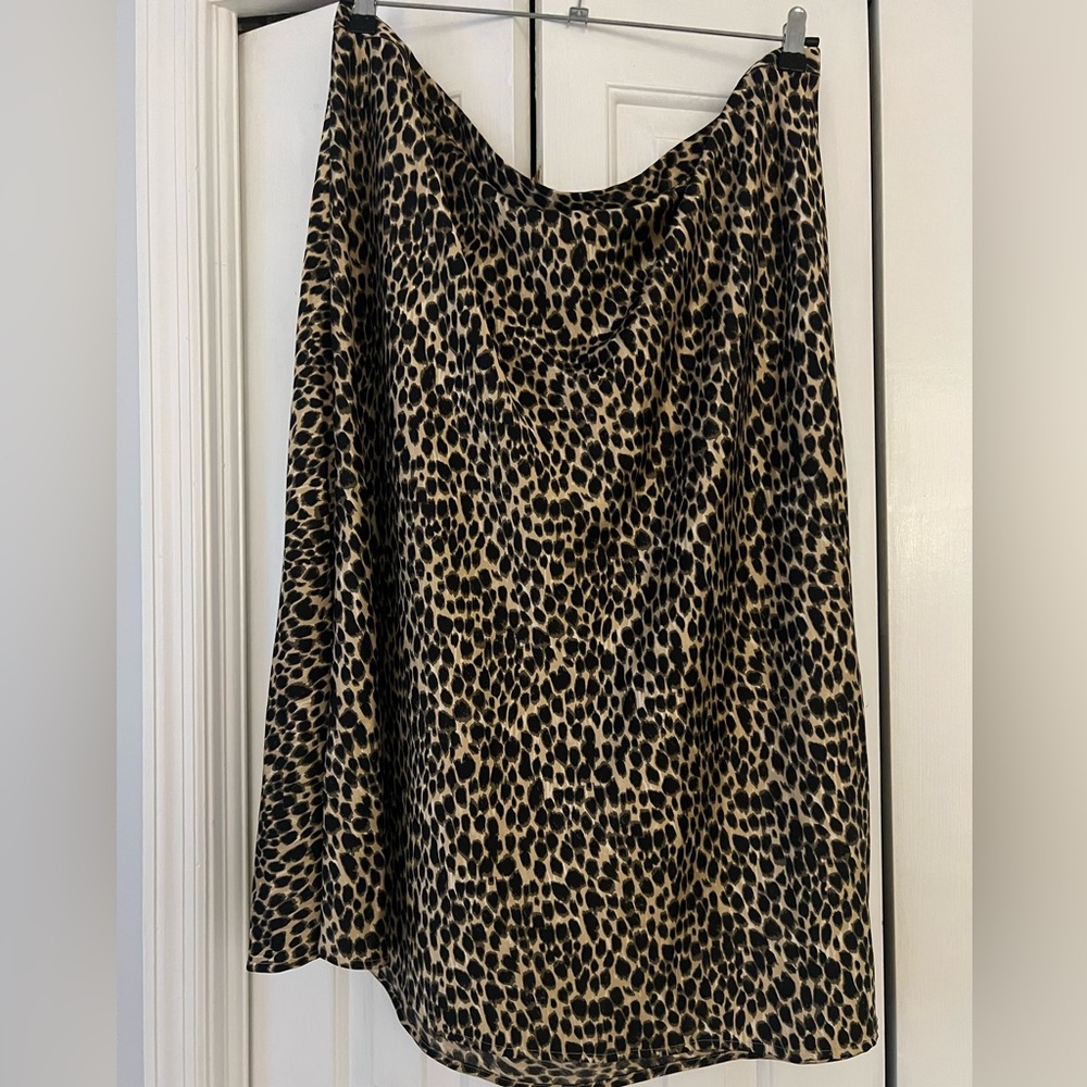 J. Crew Plus Size Leopard Print Midi Slip Skirt
